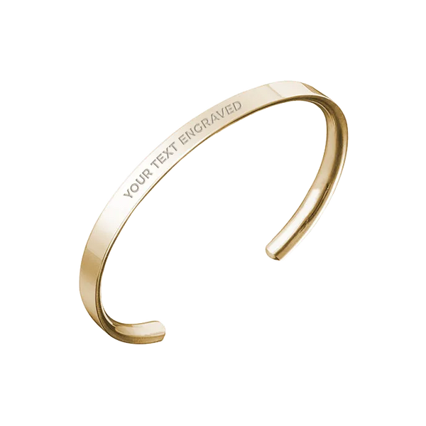 Custom Wide Gold Bracelet — Customise your Personalised Engraving